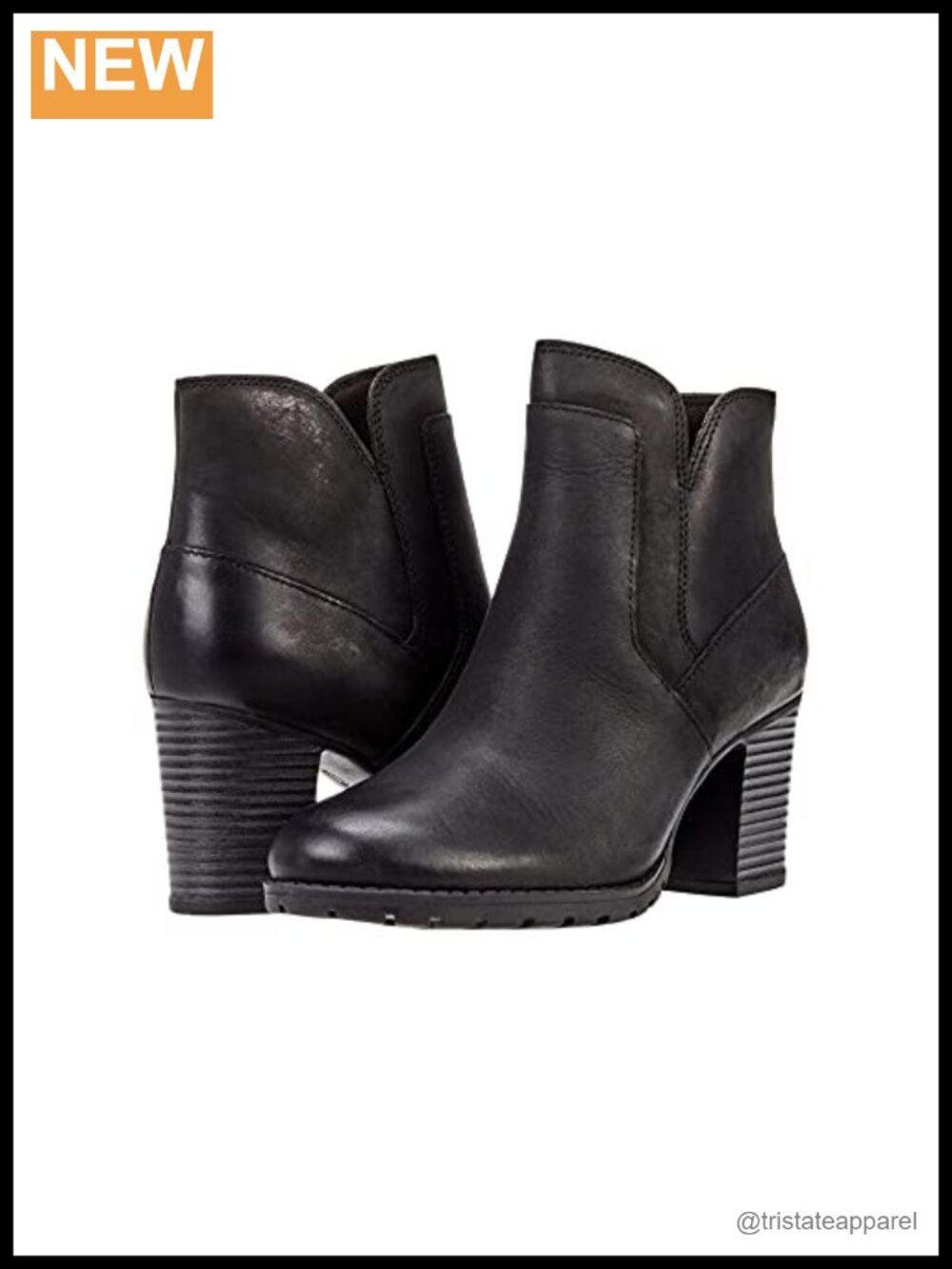 Leather Ankle Bootie with Block Heel, Zip Closure